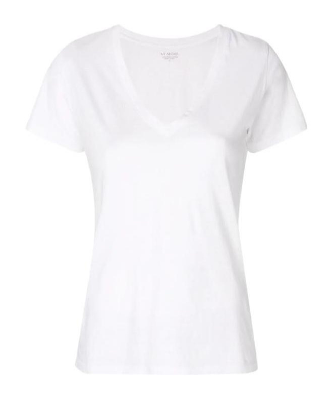 Vince Essential V-neck Pima Cotton T-shirt In White