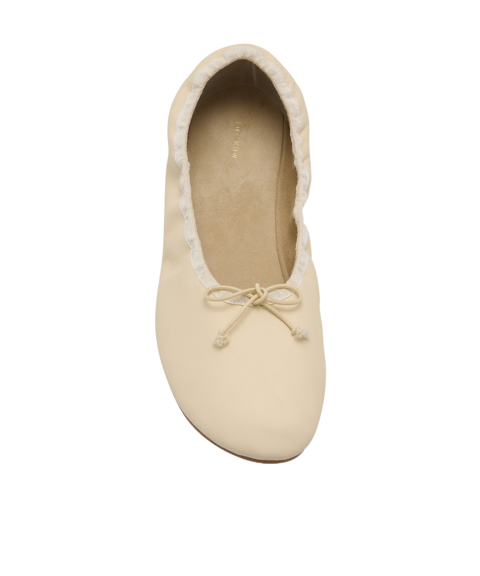 The Row Round Ballet Flat In Leather In Green