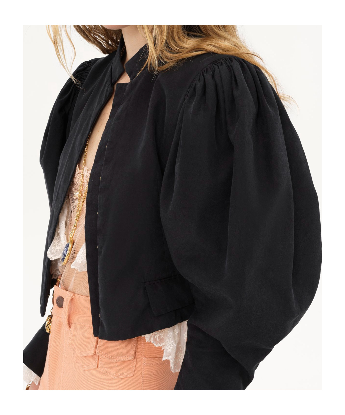 CHLOÉ BALLOON-SLEEVE CROPPED JACKET