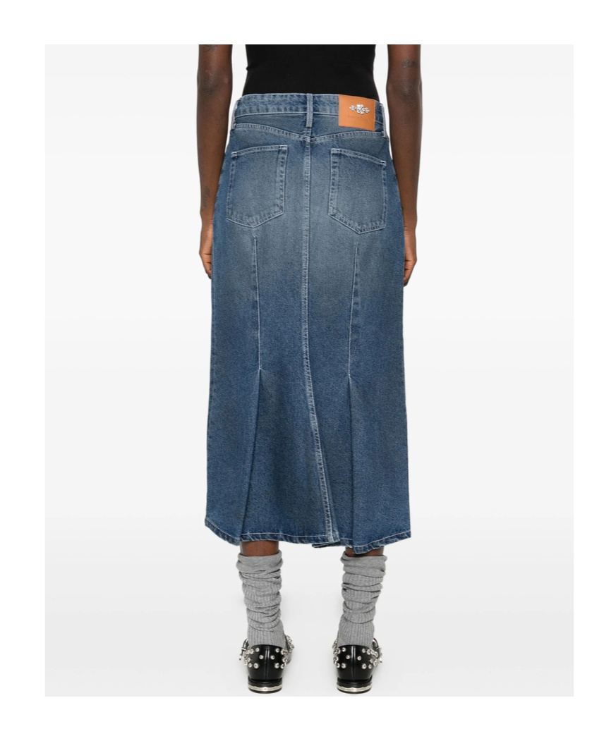 Simone Rocha Distressed-effect Midi Skirt In Blue