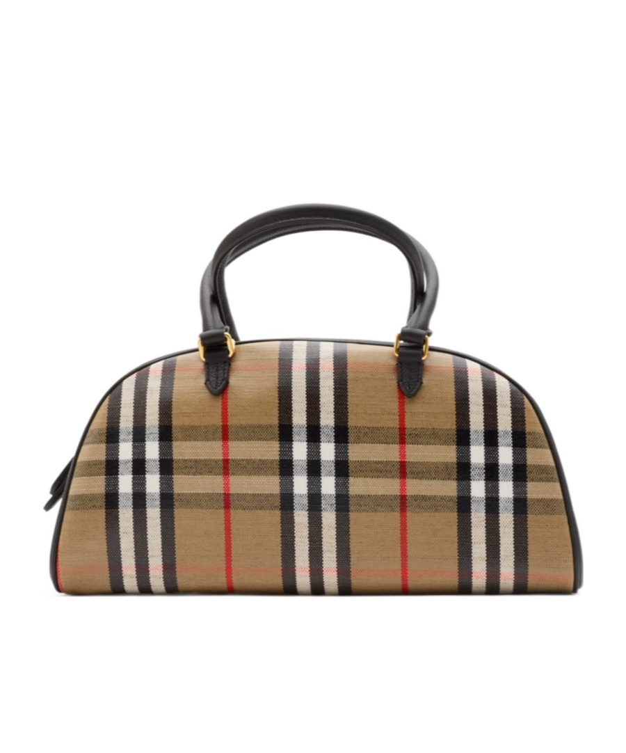 Burberry Highland Beige Handbag With Ekd Patch On The Front And All-over Check Motif In Cotton Blend Woman In Neutral