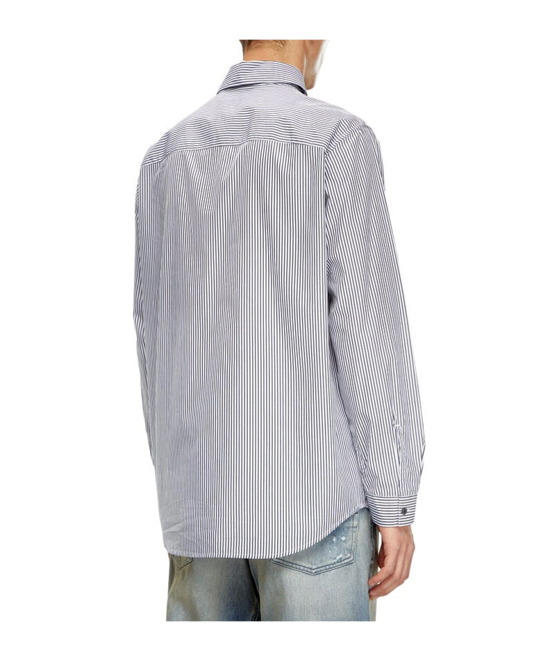 Diesel S-simply-e Striped Cotton Shirt In Gray