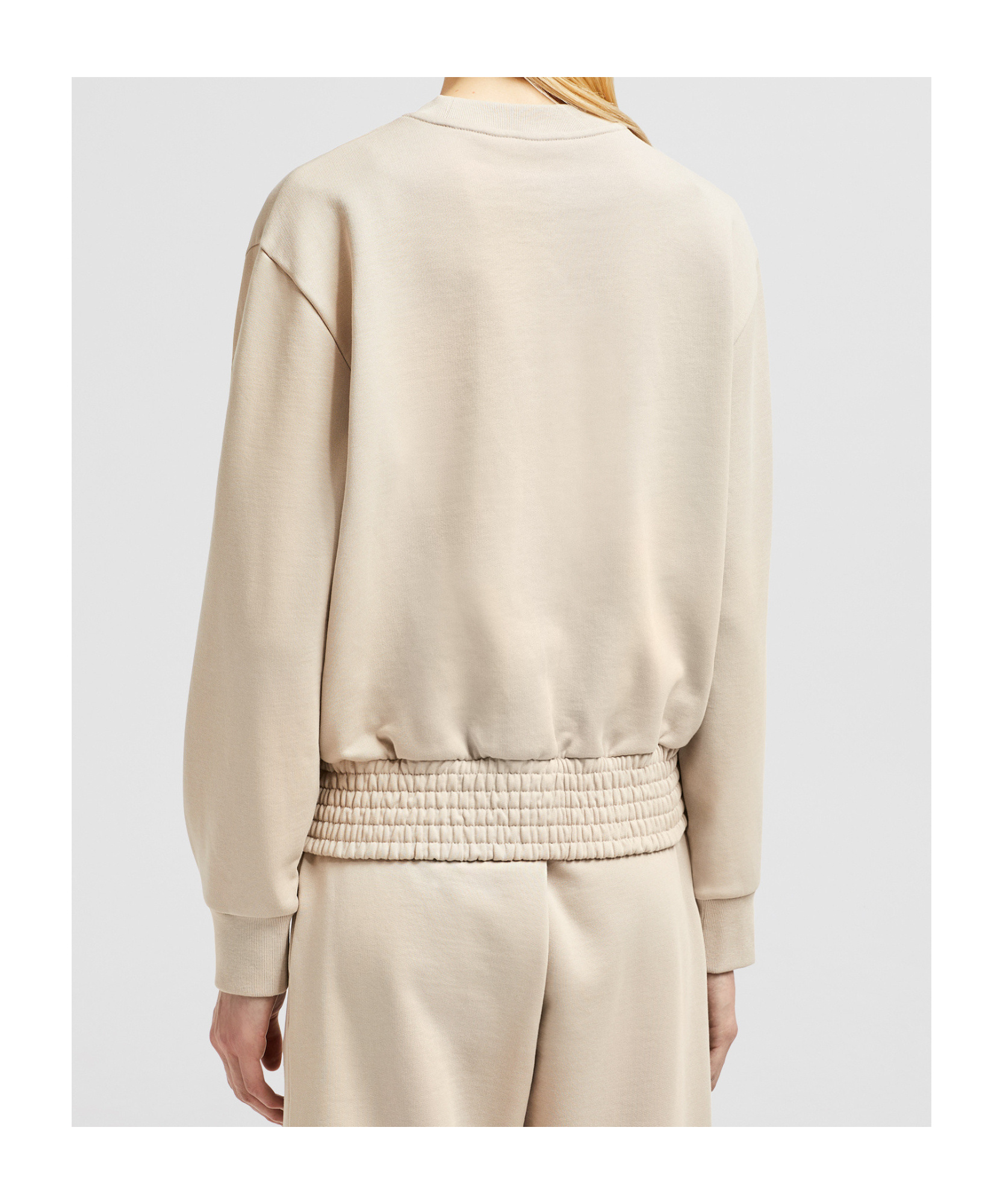 Moncler Sweat En Coton À Manches Plissées In Nude