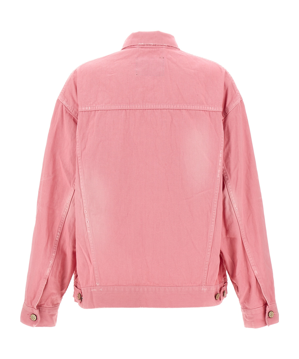 Shop Balenciaga Logo-embroidered Denim Jacket In Pink