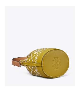 Tory Burch T Monogram Mini Embossed Bucket Bag In Brown