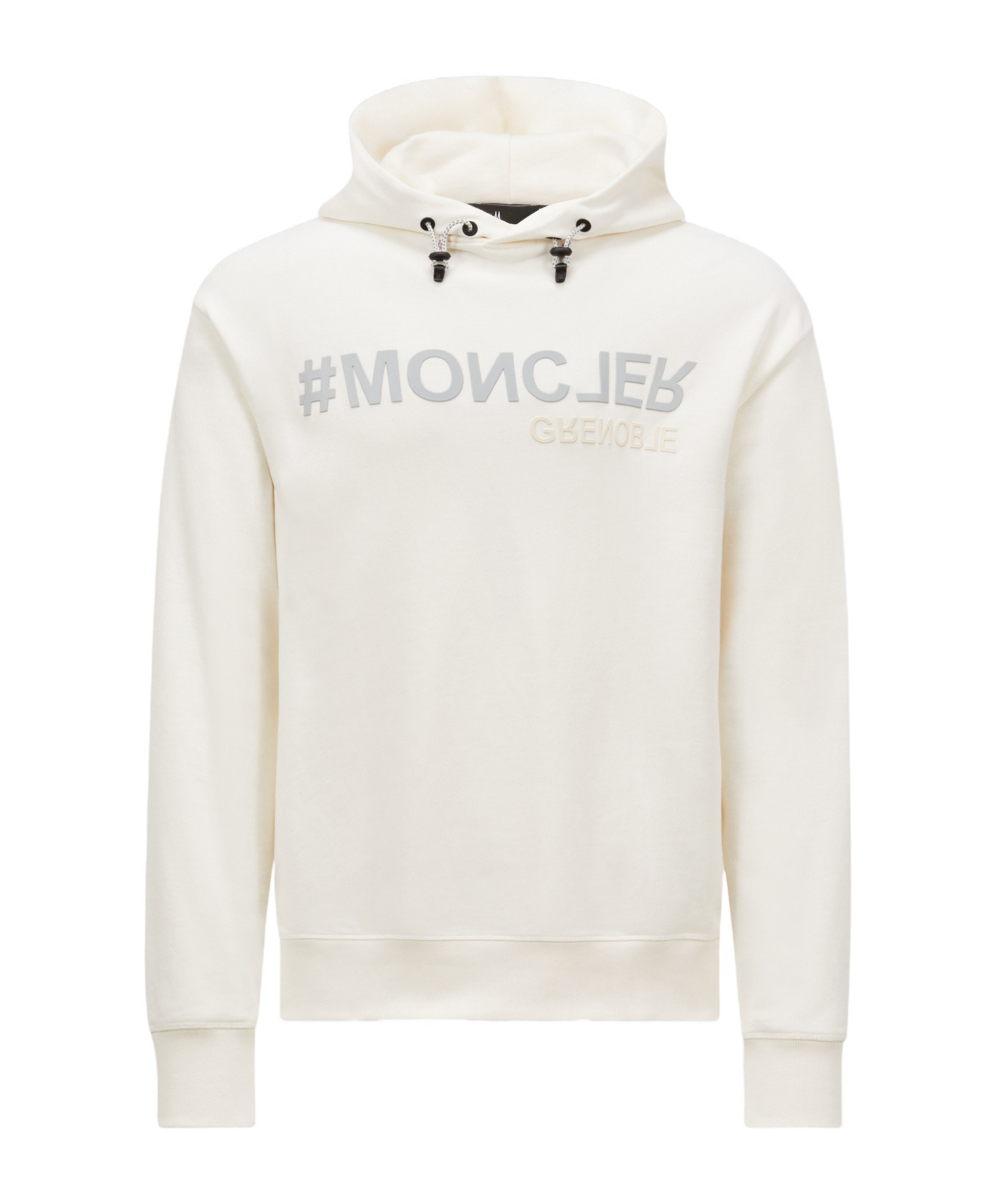 Moncler Men's Logo Cotton Hoodie In White