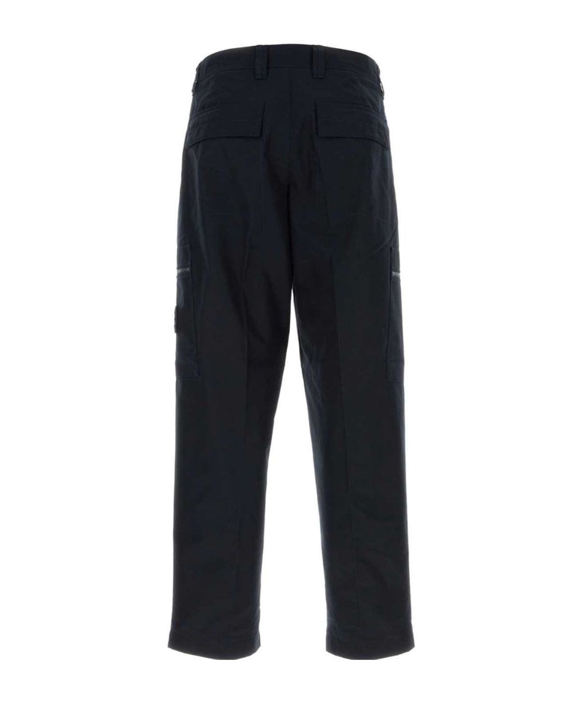 Stone Island Black Slim Cargo Pants With Elasticated Waist And Logo Patch In Stretch Cotton Man In Blue