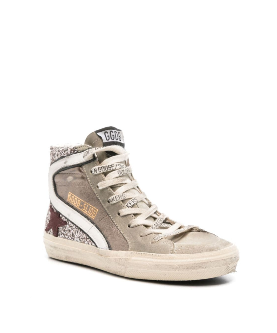 Golden Goose Distressed Calf Leather Panelled Sneakers In Nude