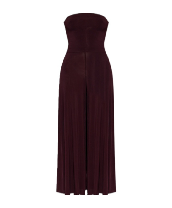 Alaïa Womens Bordeaux Strapless Flared Stretch-woven Jumpsuit In Red