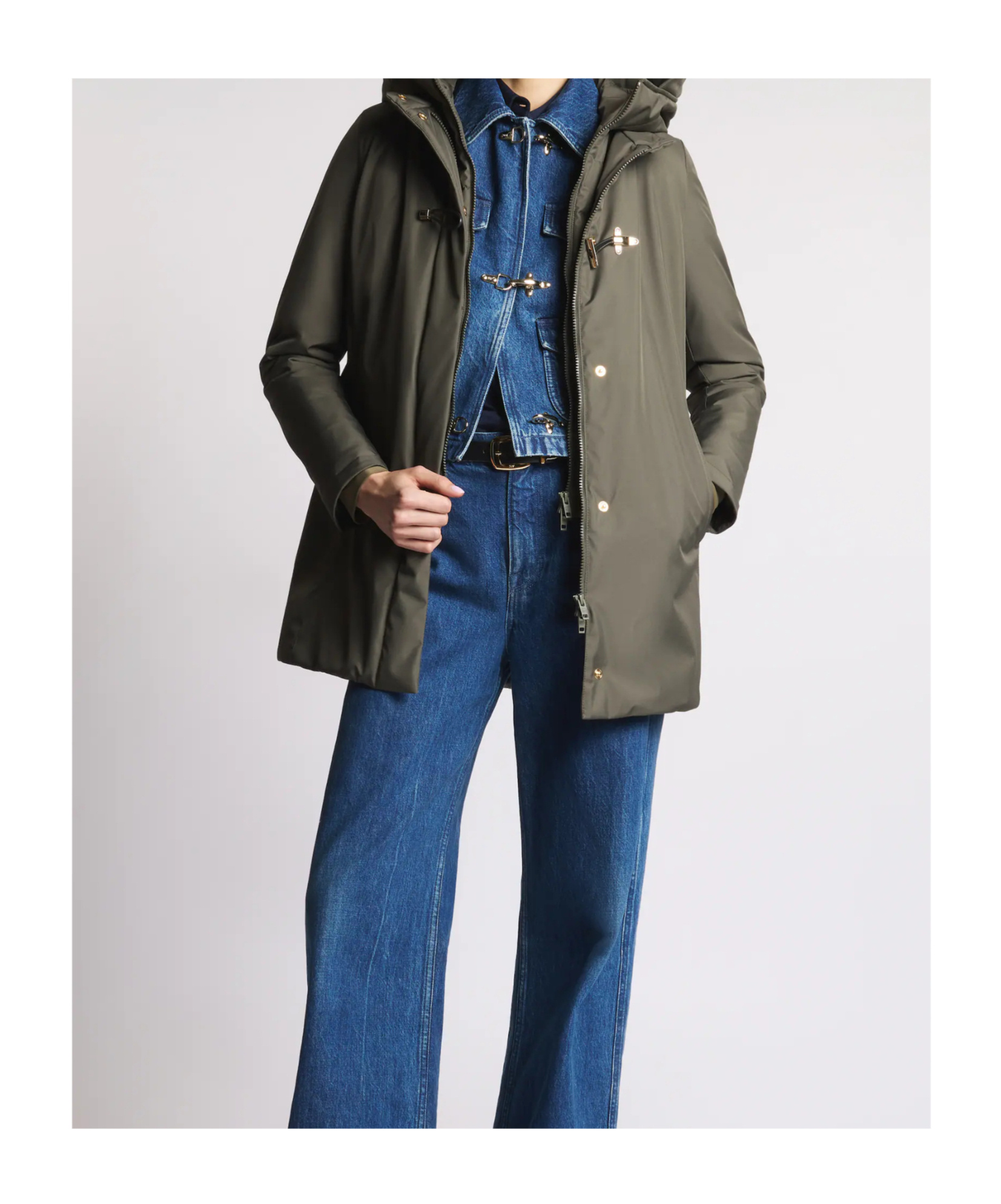 Fay Structured Fit Green Coat With Timeless Elegance In Gray