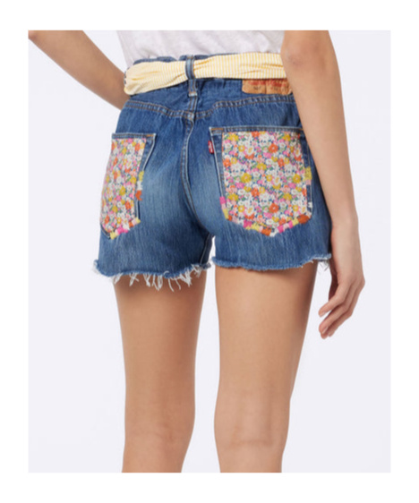 Mc2 Saint Barth Blue Arizona Attached-scarf Denim Shorts In Blue