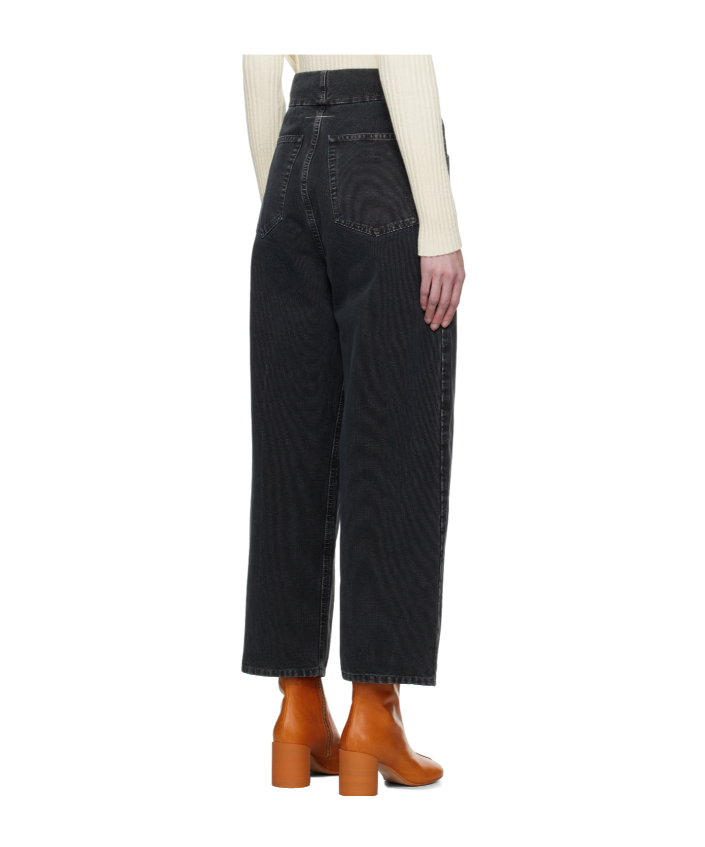 Mm6 Maison Margiela Bicolor Straight Denim Jeans In Black
