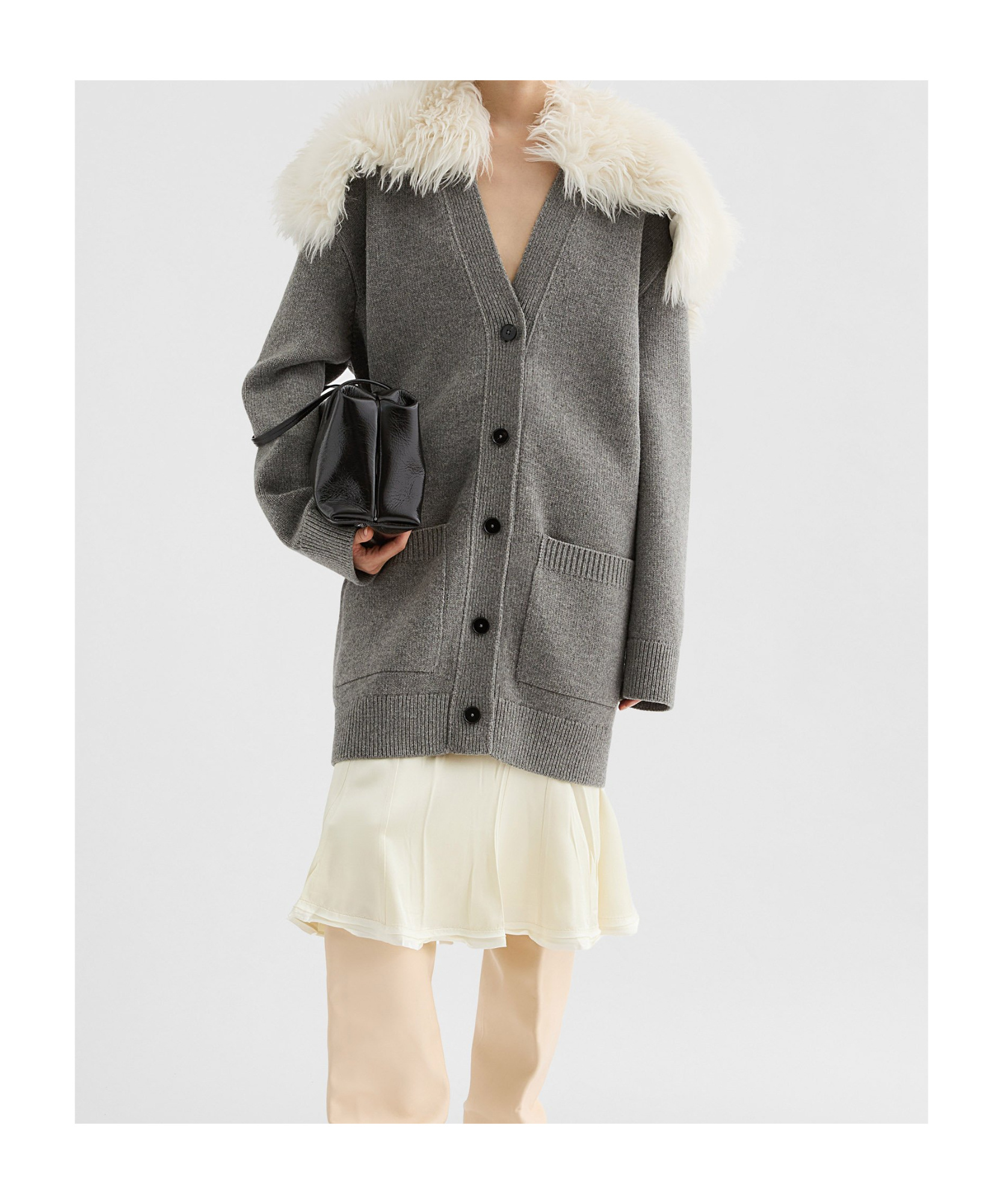 Jil Sander Wool, Cotton, And Cashmere-blend Cardigan In Gray