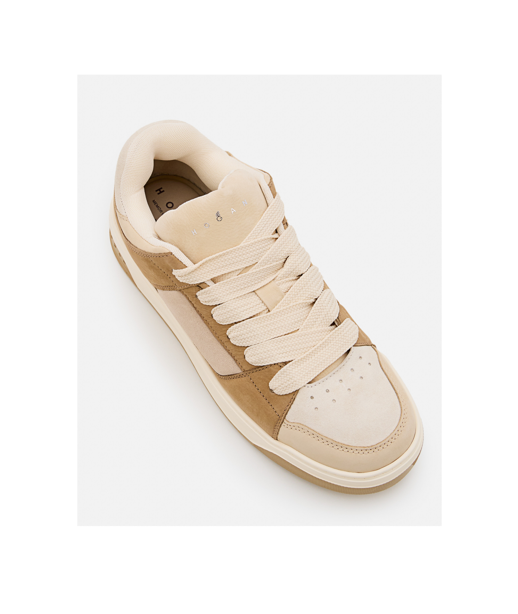 Hogan Men's Leather Sneakers, Durable Material In Nude