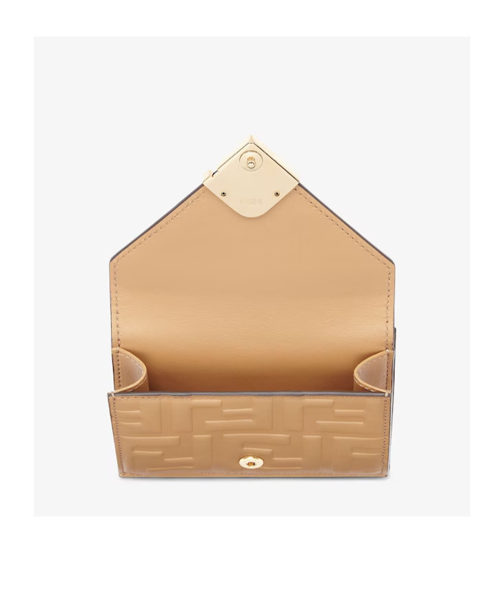 Fendi Ff Diamonds Medium Three-fold Wallet In Nude