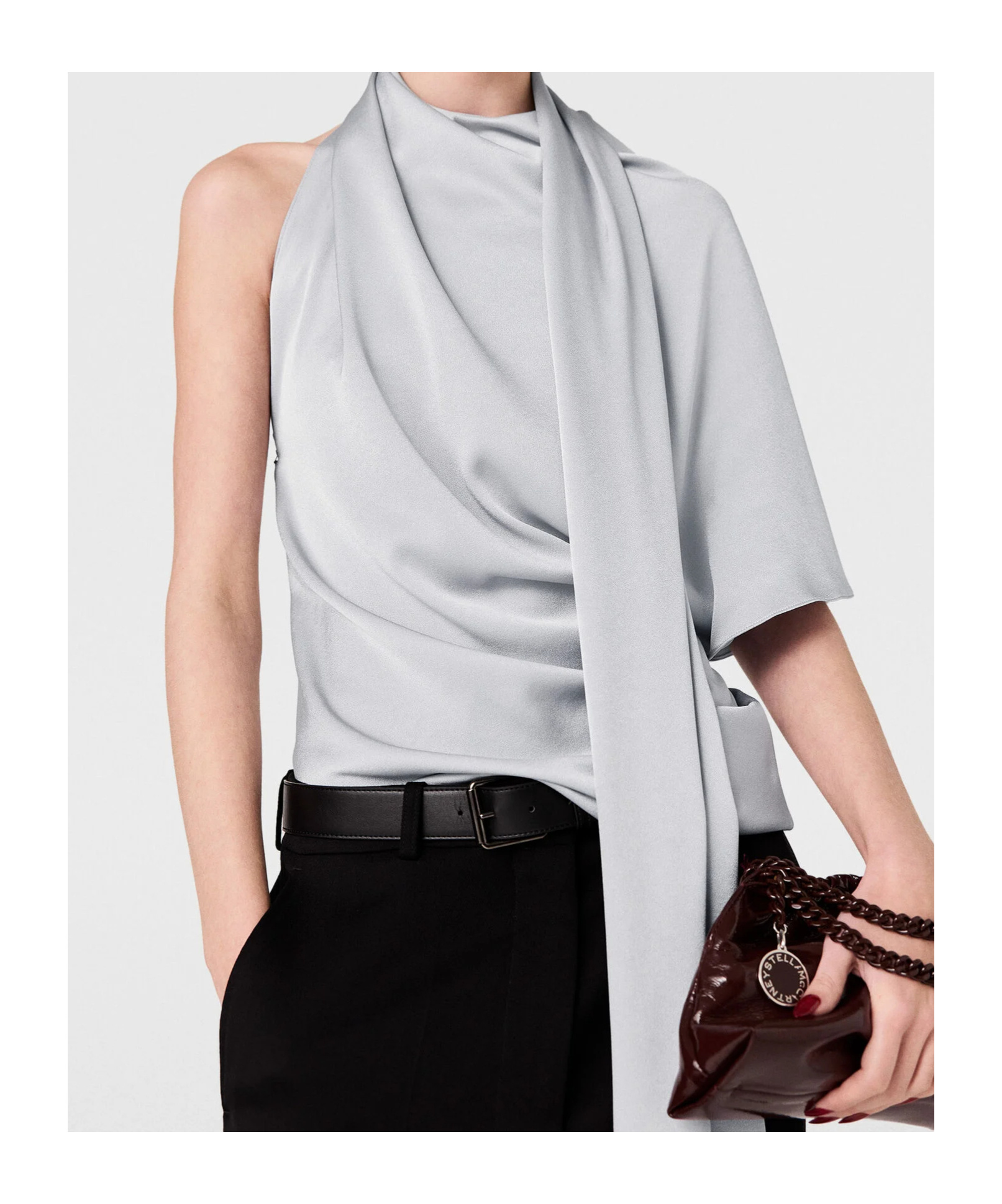 Stella Mccartney Draped Asymmetric Top In Blue