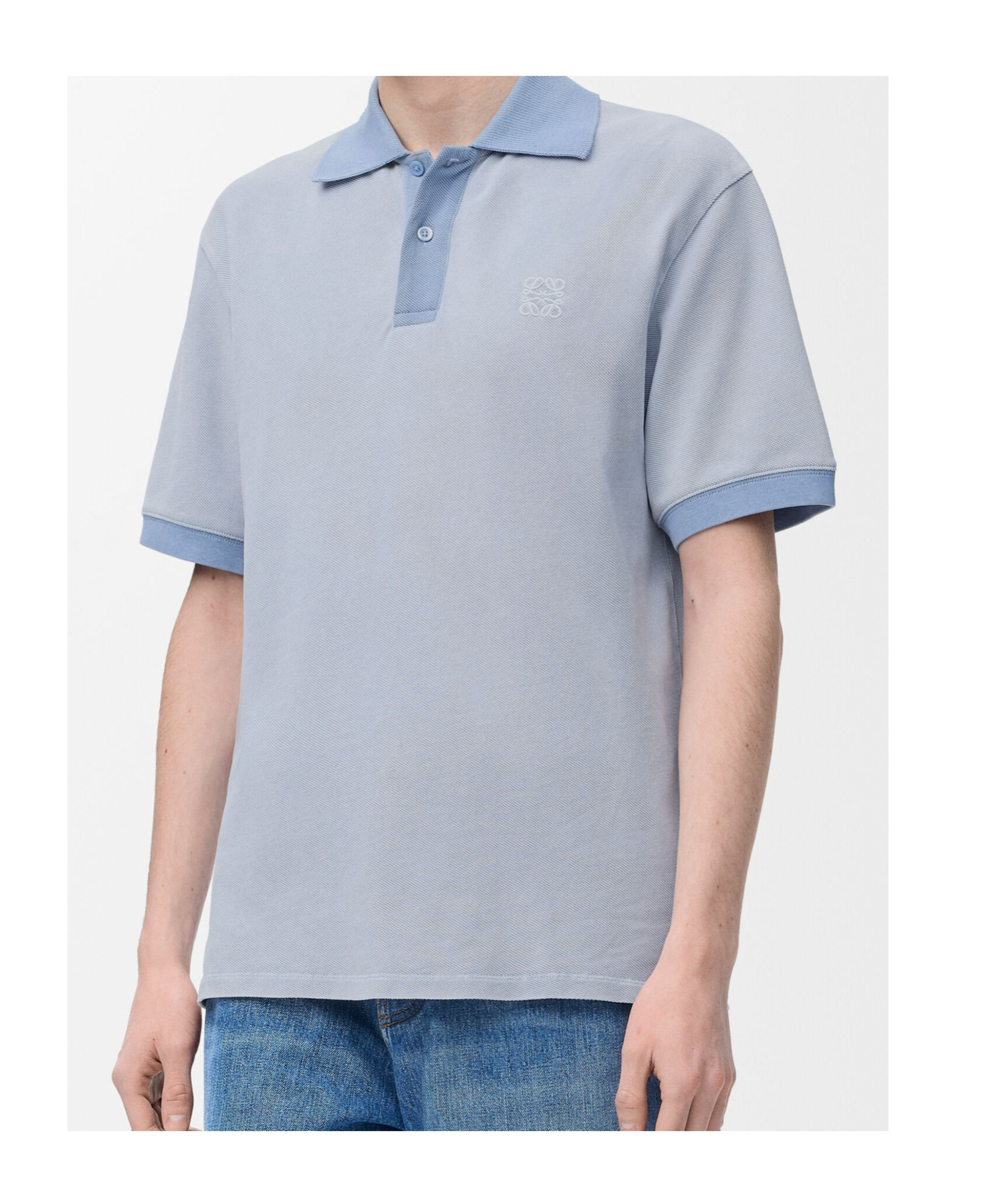 Loewe Cotton Polo Shirt With Anagram Embroidery In Blue