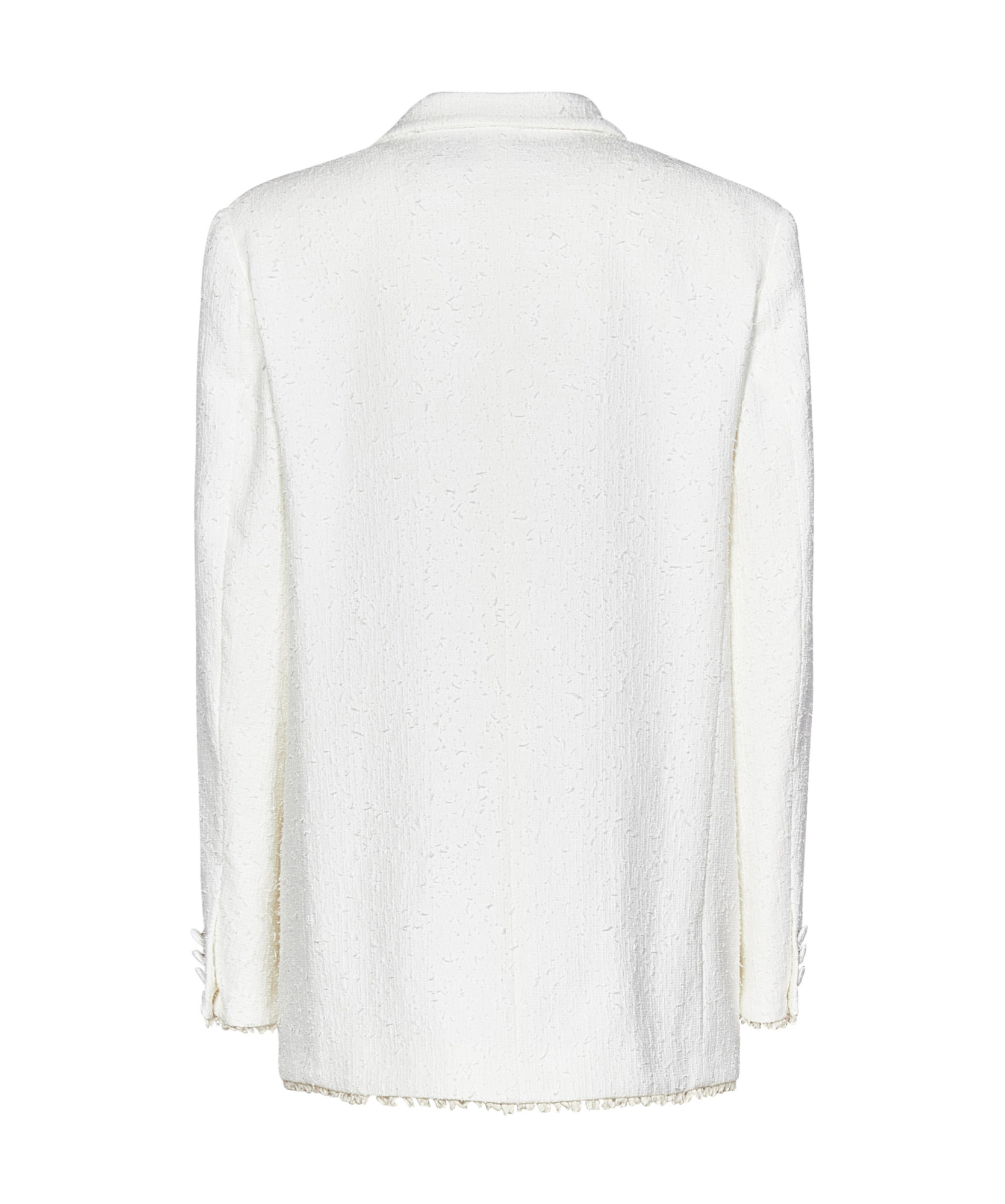 Msgm Textured White Tweed Double-breasted Blazer In White