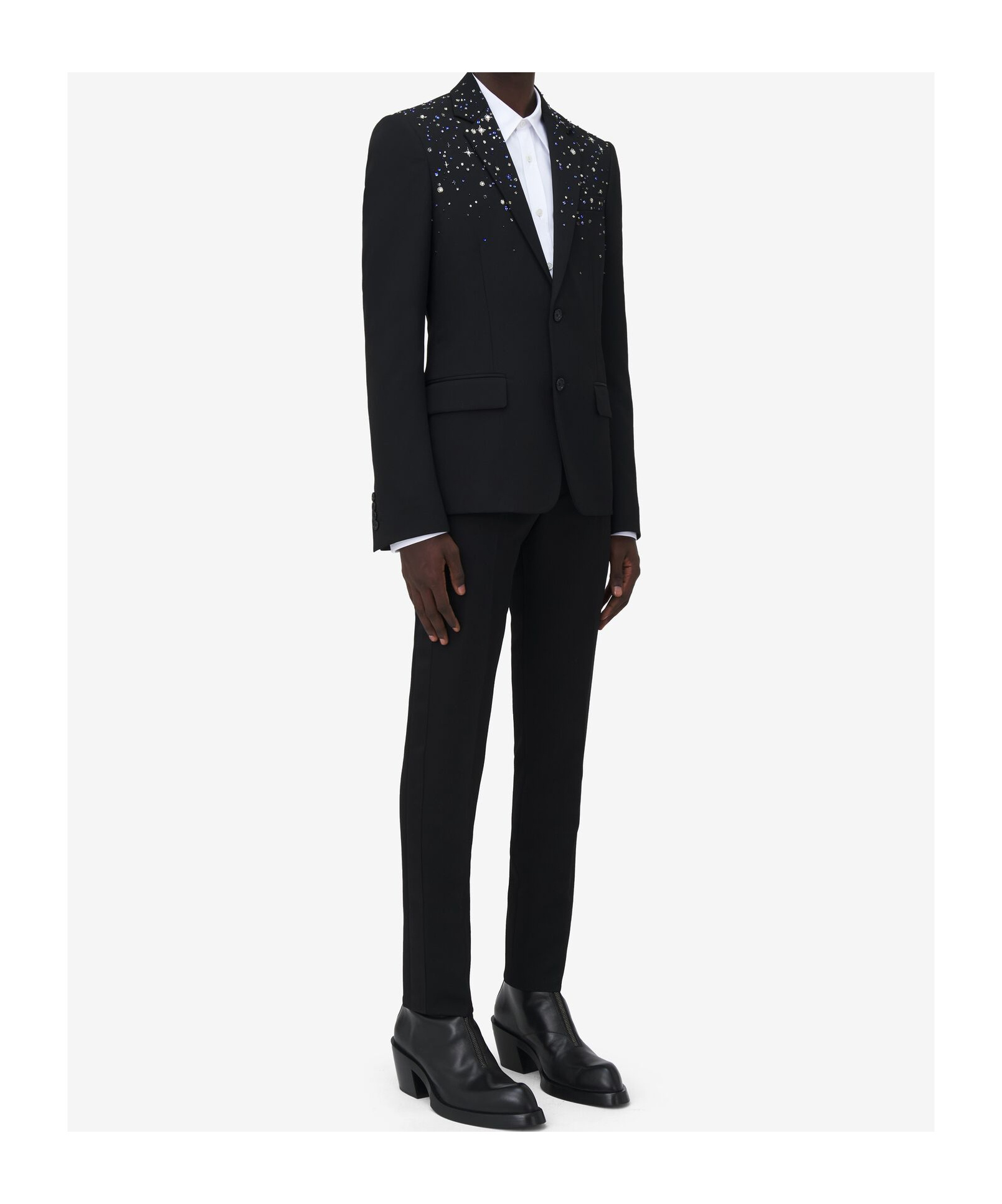 Alexander Mcqueen Single Breasted Crystal Embellished Jacket In Black