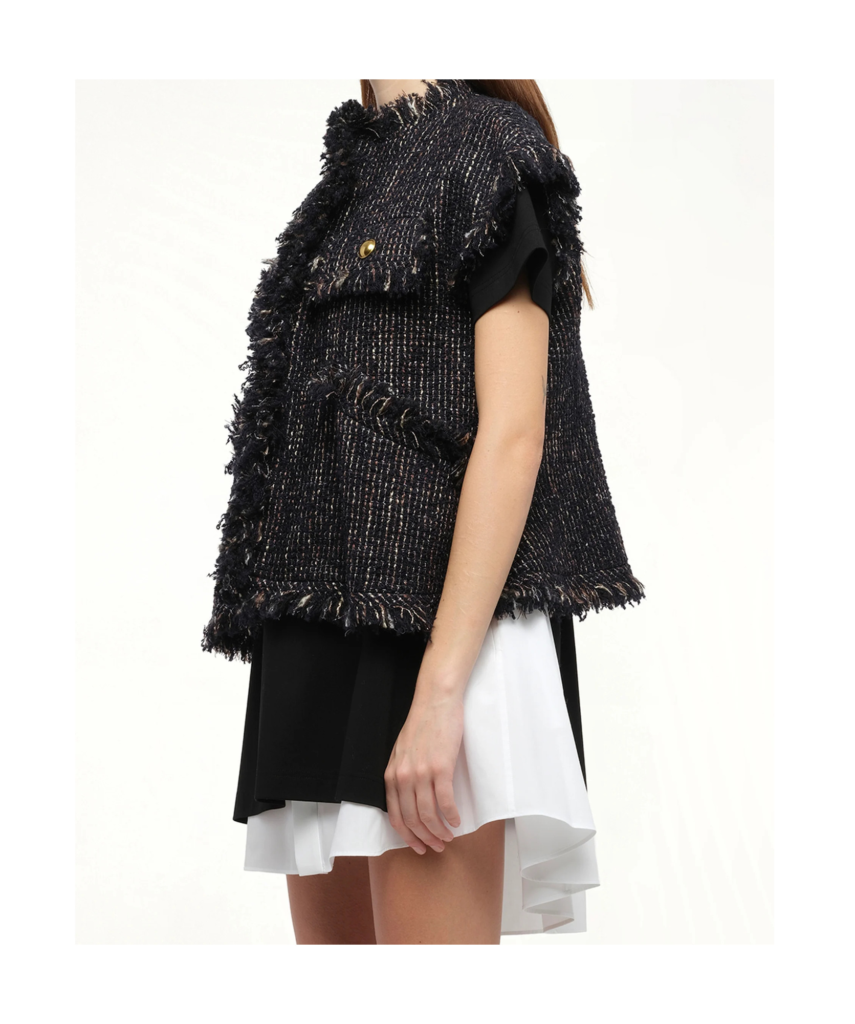 Sacai Raw-edged Vest In Black
