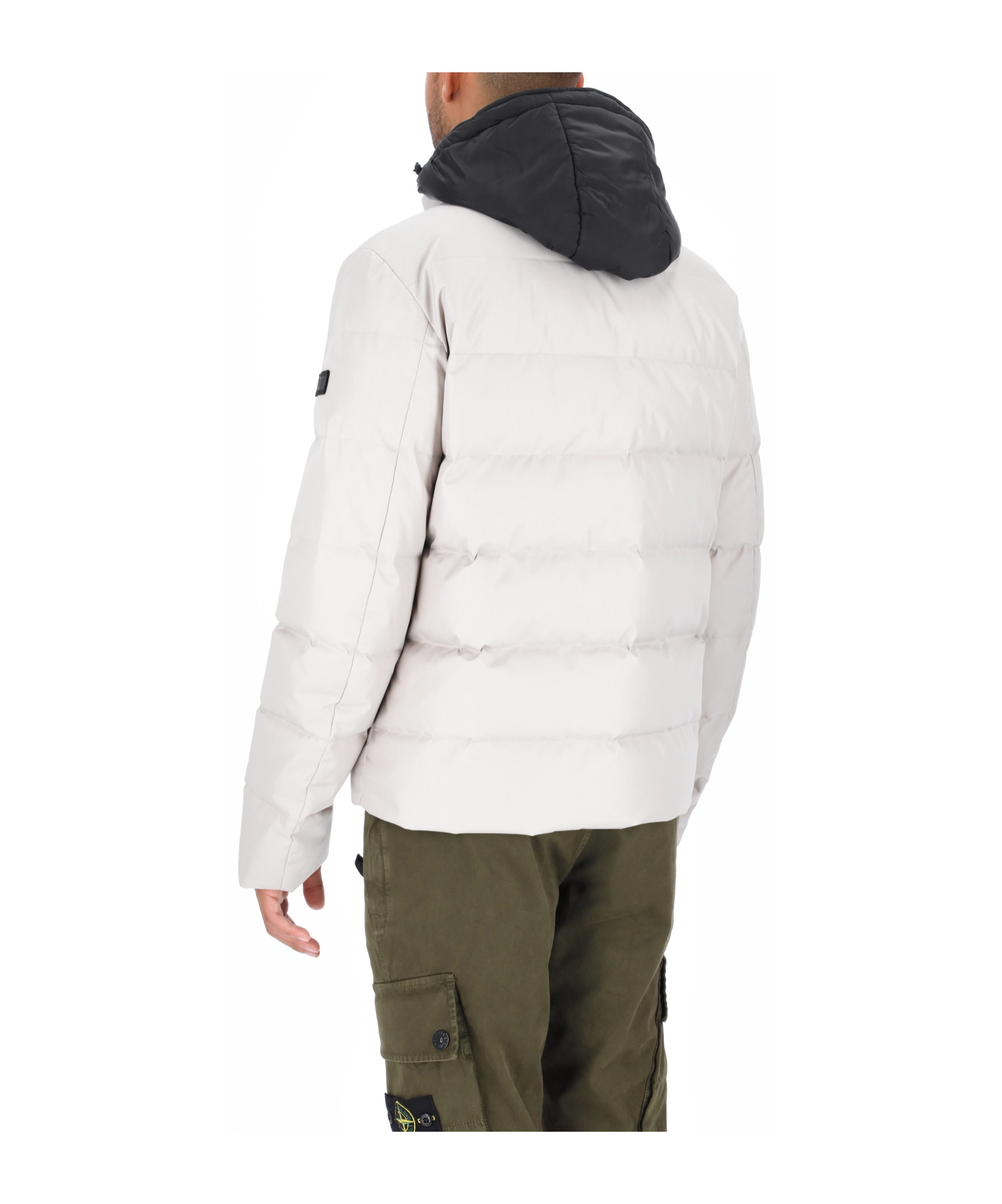 Fay Logo-patch Padded Hooded Jacket In White