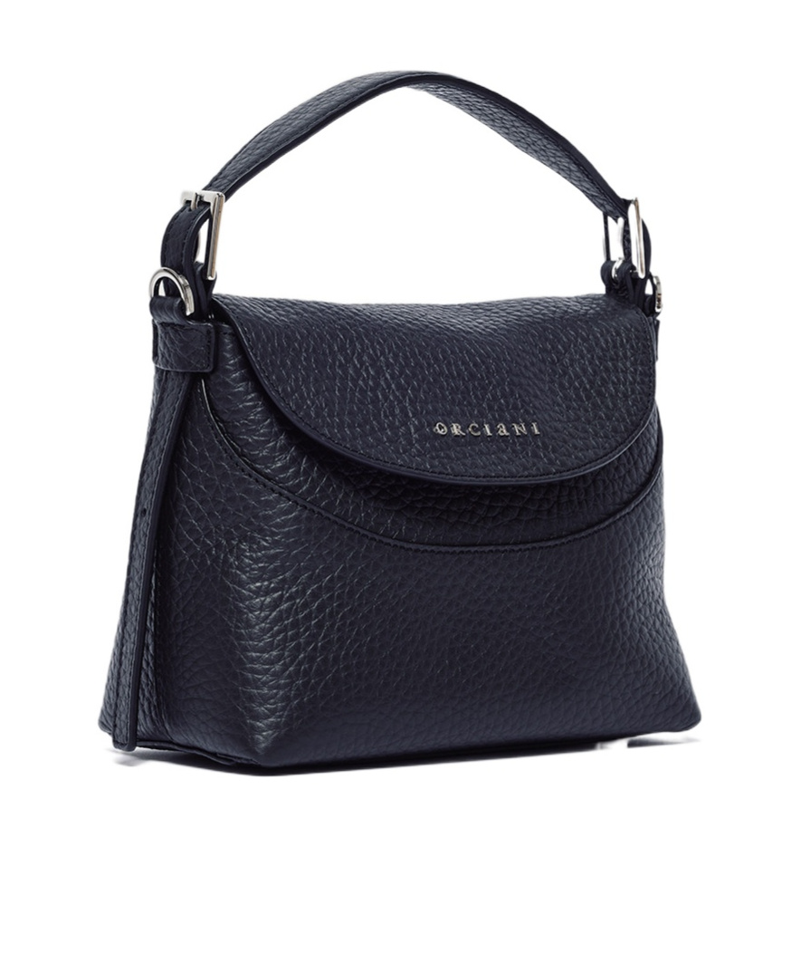 Orciani Nana Soft Small Leather Handbag With Strap In Black