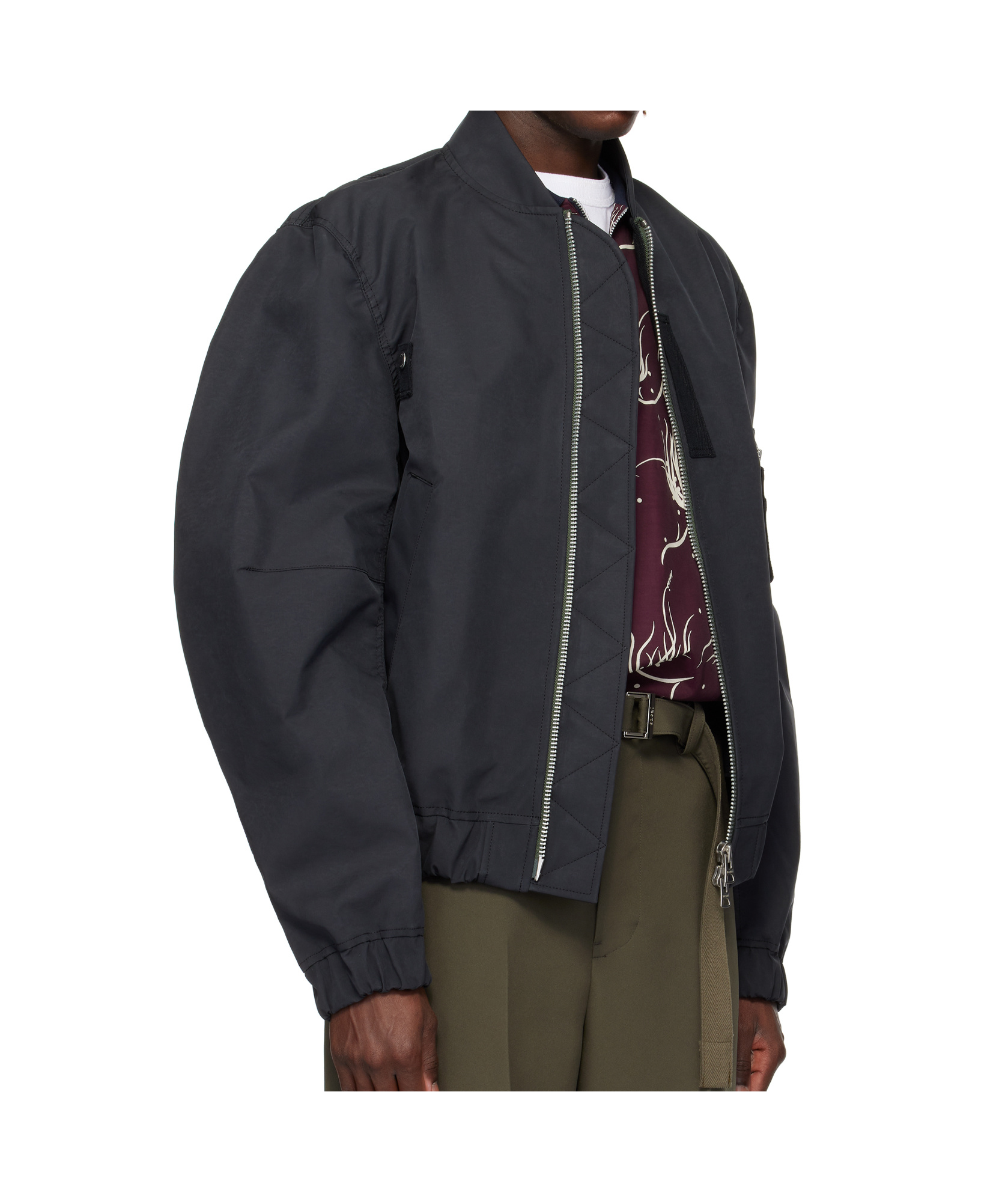 Sacai 3 Layer Bonding Bomber Jacket In Black