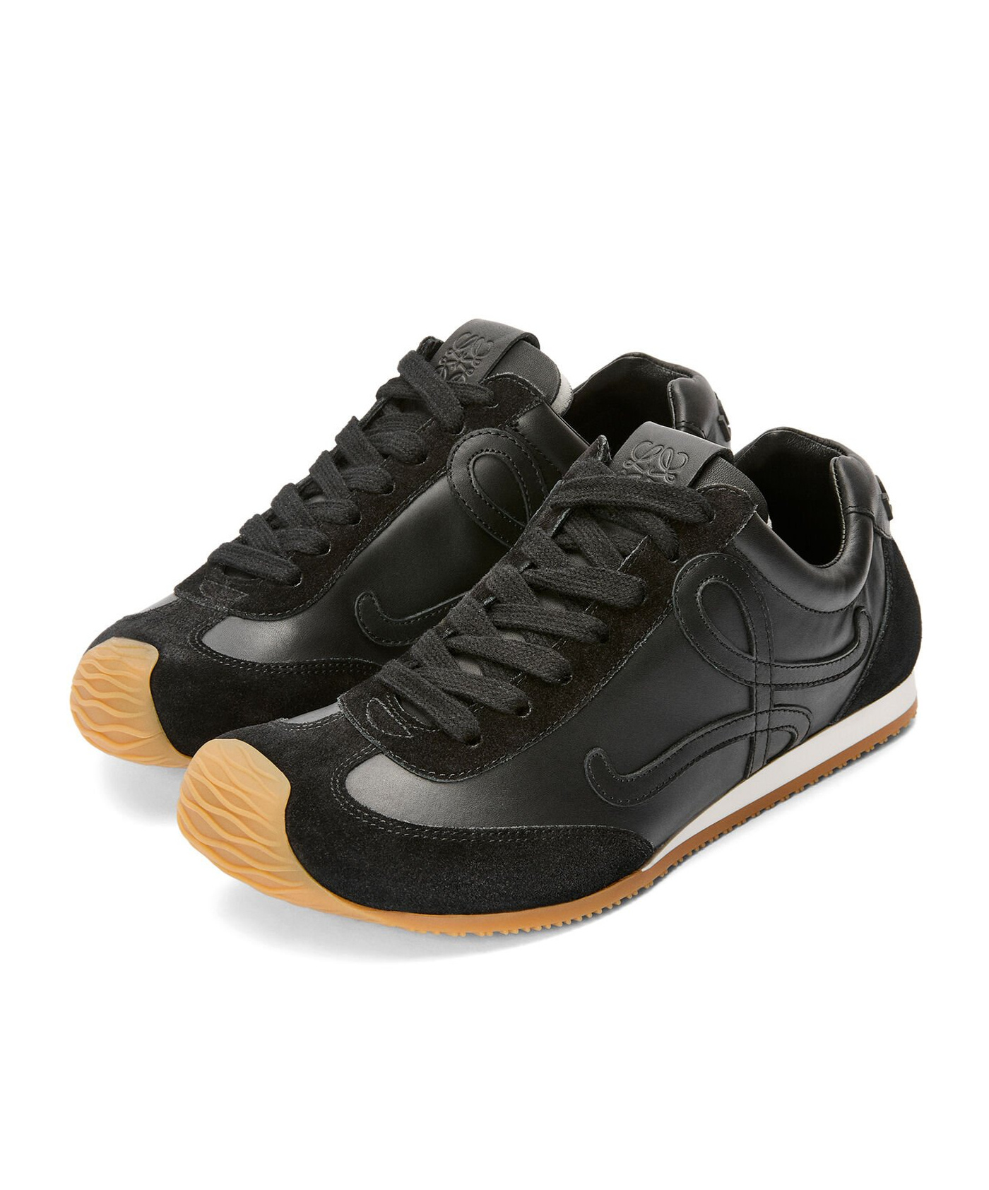 Loewe Ballet Runner 2.0 Suede-trimmed Leather Sneakers In Black