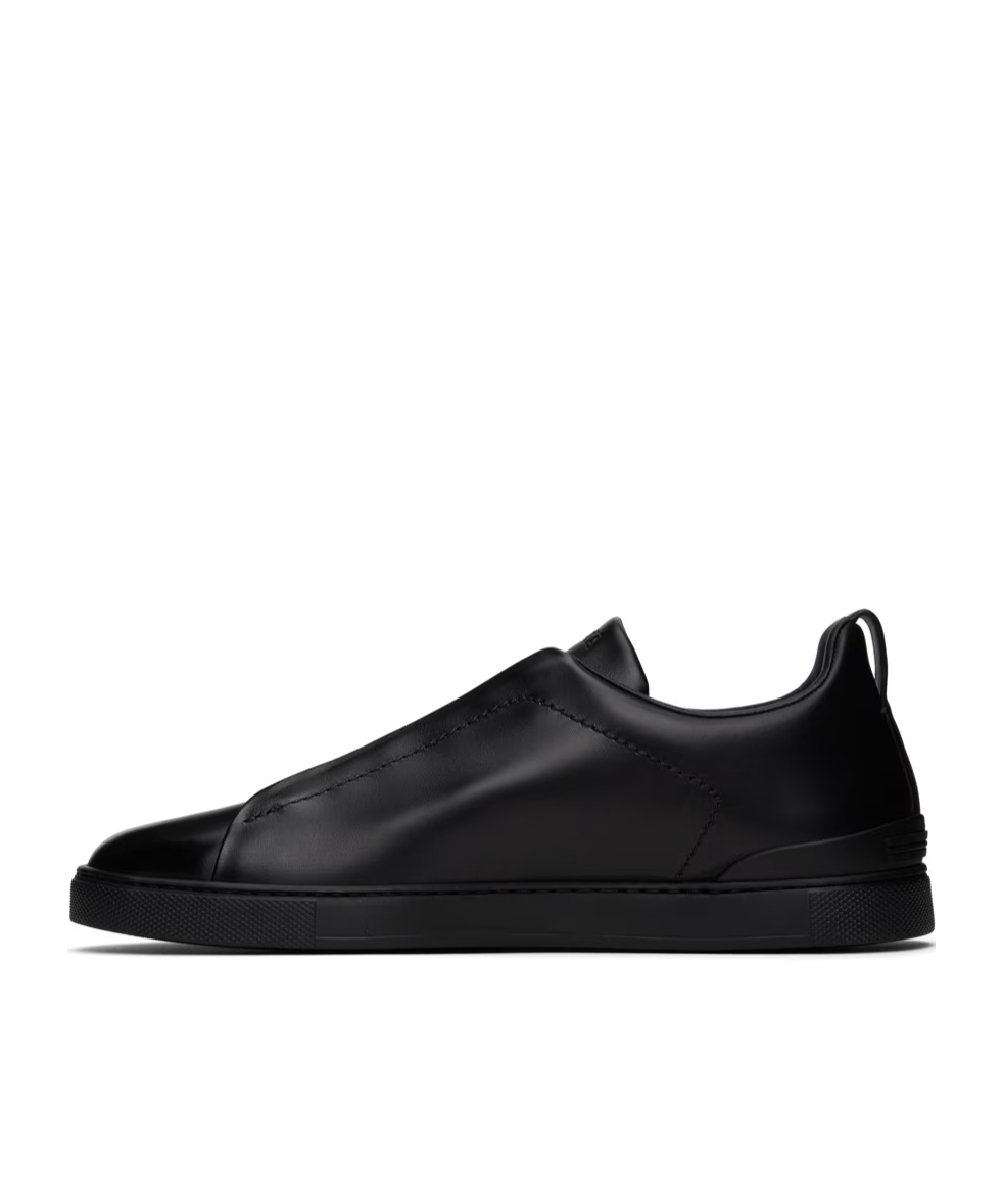 Zegna Triple Stitch Low-cut Skate Shoes In Black