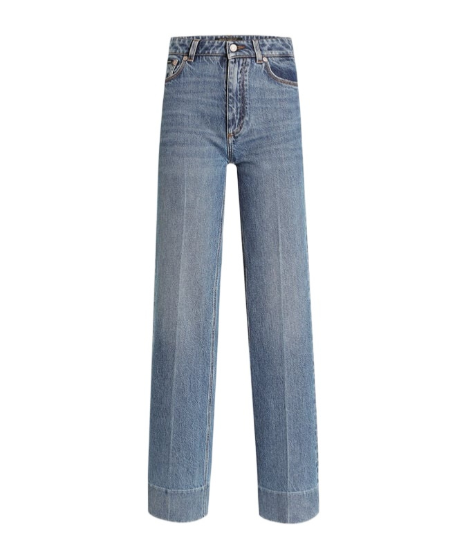 Dolce & Gabbana High-waist Wide-leg Trousers Crease Effect In Blue