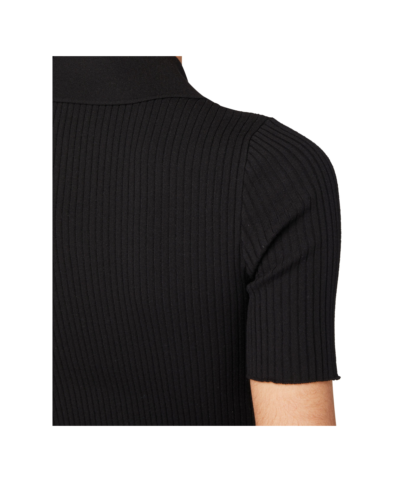 Shop Courrèges Signature Rib Knit Polo In Black