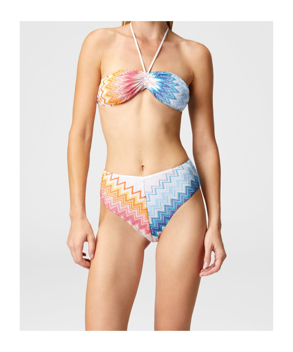Shop Missoni Zigzag-knit Bikini Set In Blue