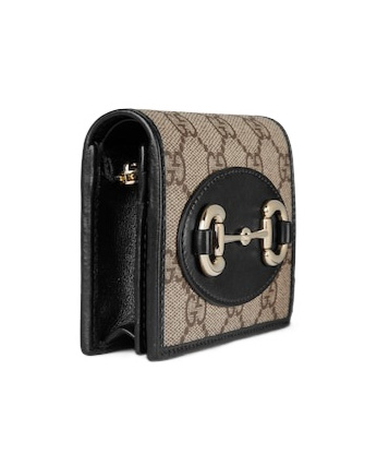 Gucci 1955 Horsebit Gg Supreme Wallet In Black