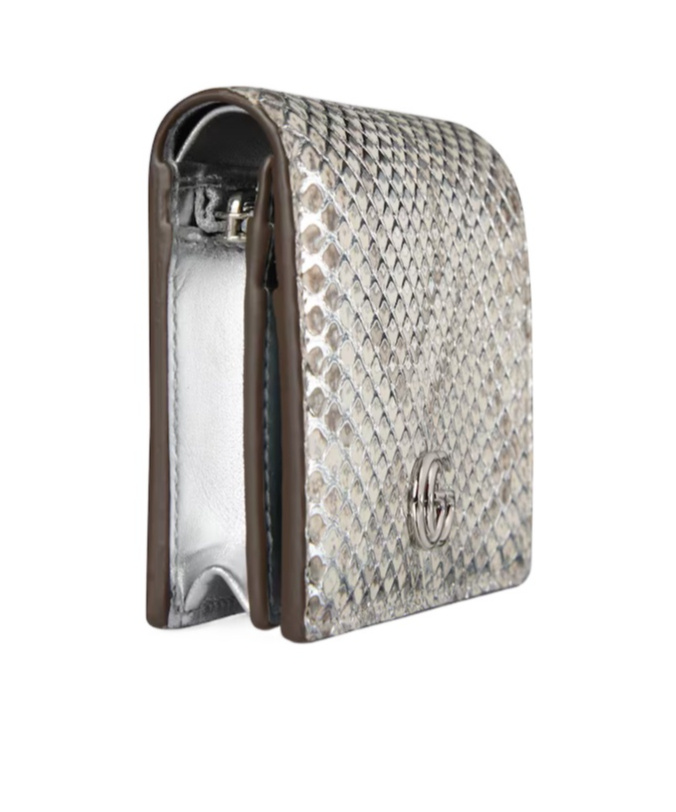 Gucci Gg Marmont Python Small Wallet In Black