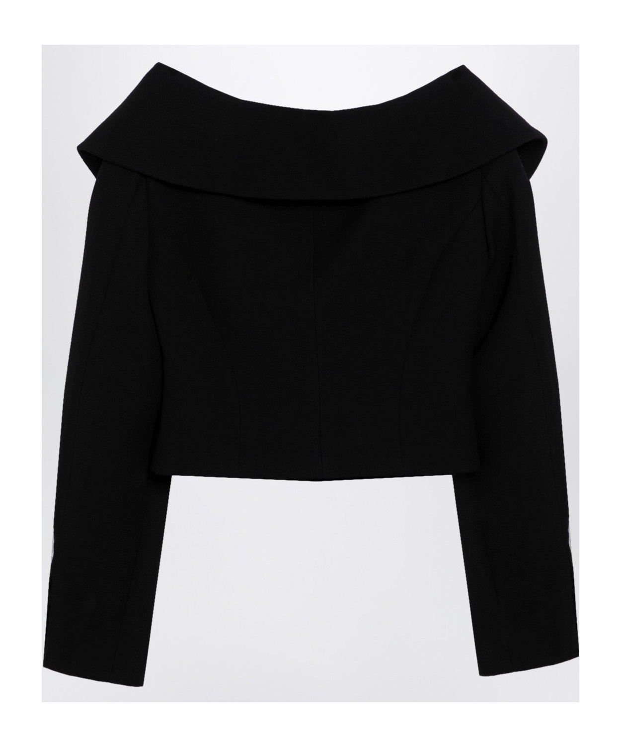 Alessandra Rich Single-breasted Off-shoulder Blazer In Black