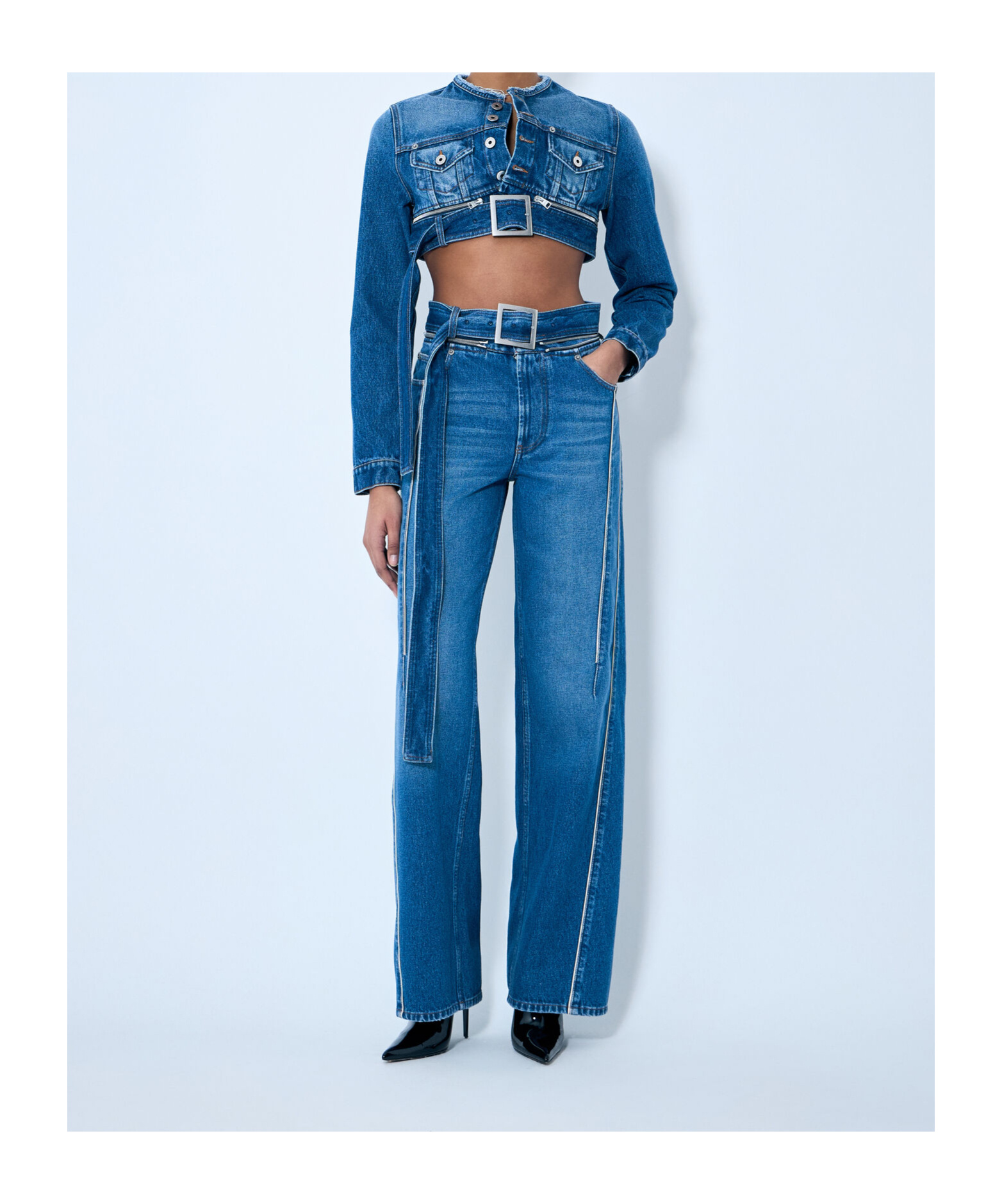 Jean Paul Gaultier The Belted Denim Jeans In Blue