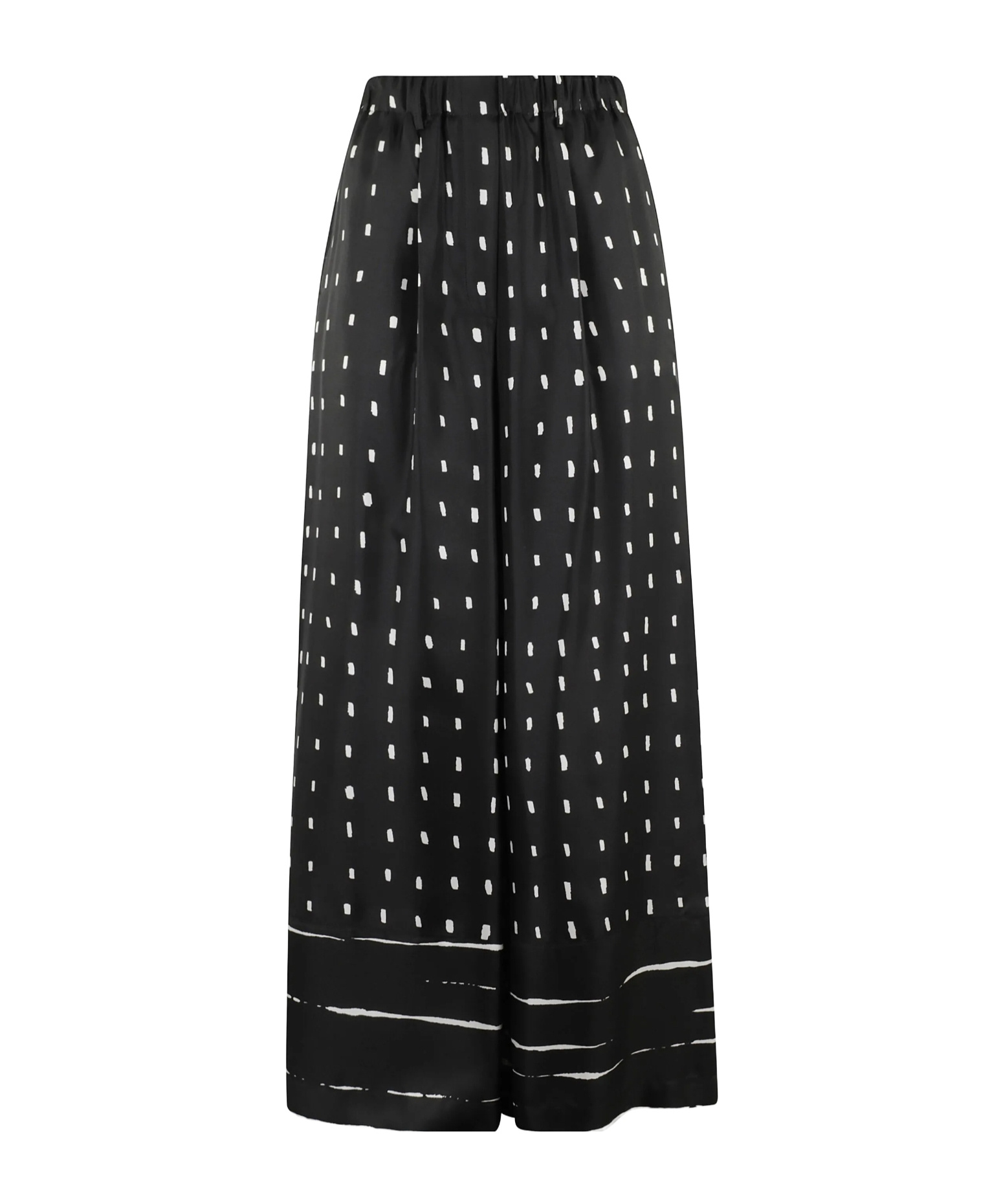Alysi Fluid Black Silk Pants With Playful Dot