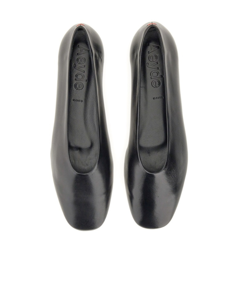 Aeyde Black Moa Nappa Ballerina Flats In Black