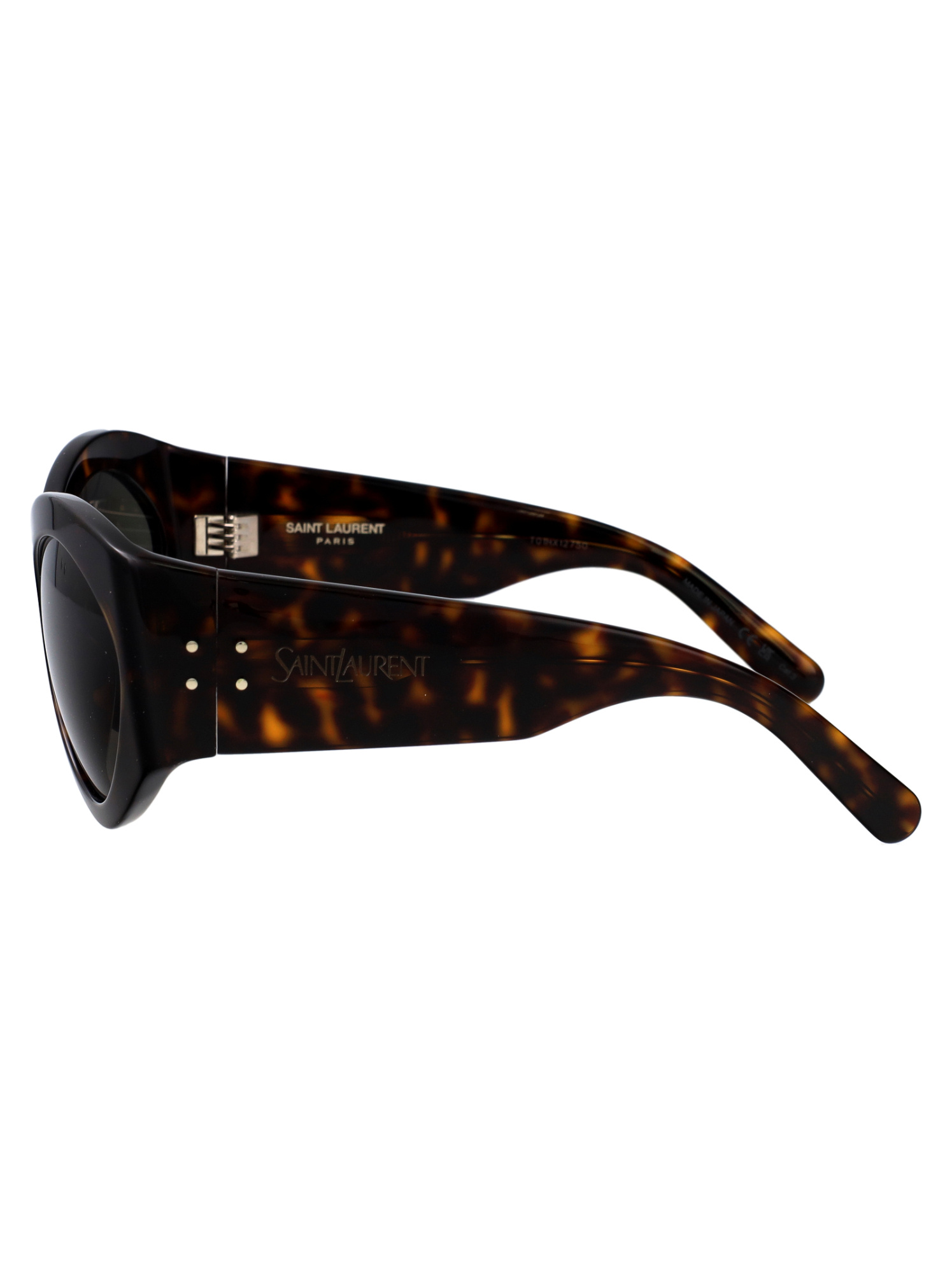 Saint Laurent Havana-havana-grey Recycled Acetate Sunglasses In Black