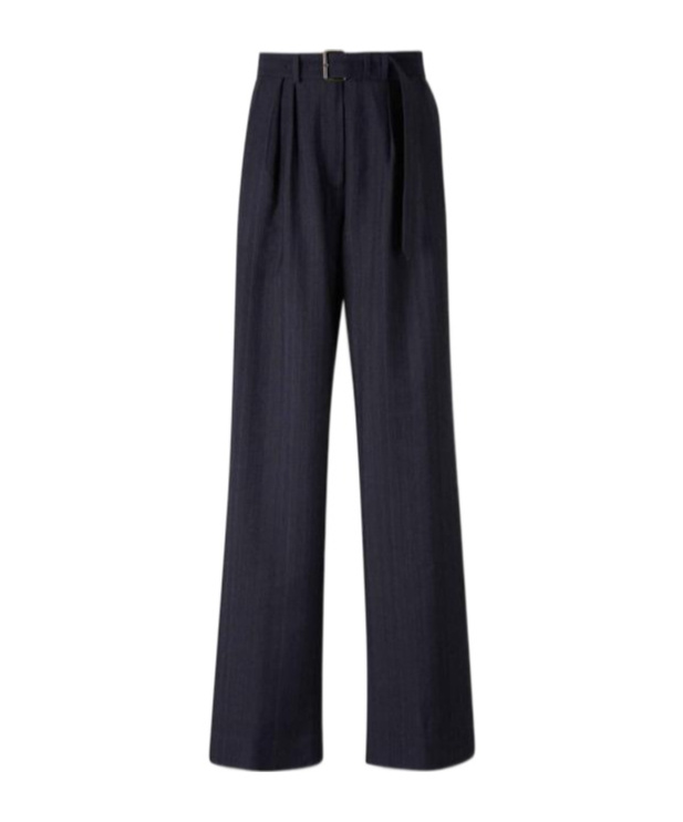 Dries Van Noten High Waist Wide Leg Belted Pleated Jeans In Blue