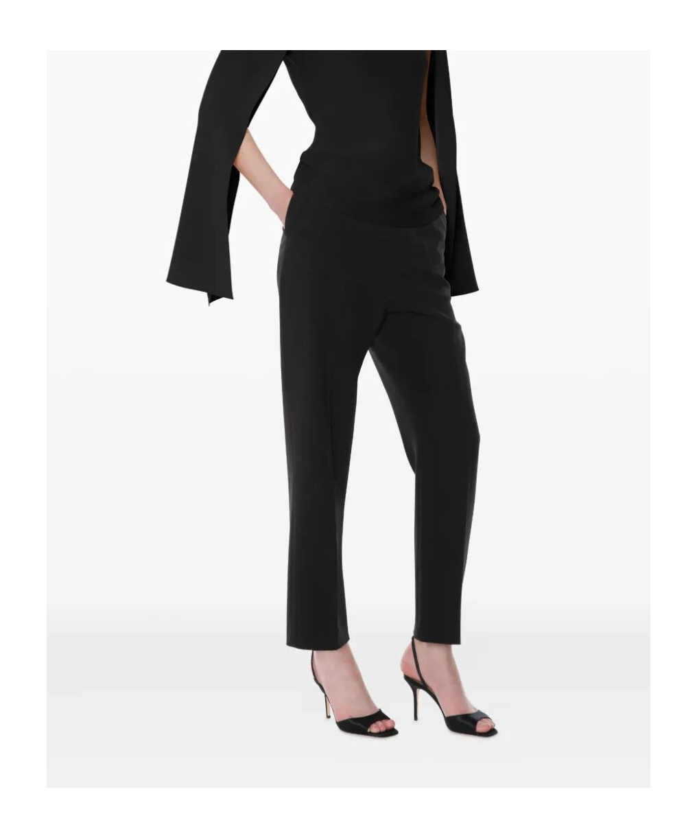 Alberta Ferretti High Waist Straight Leg Trousers With Side Pockets In Black