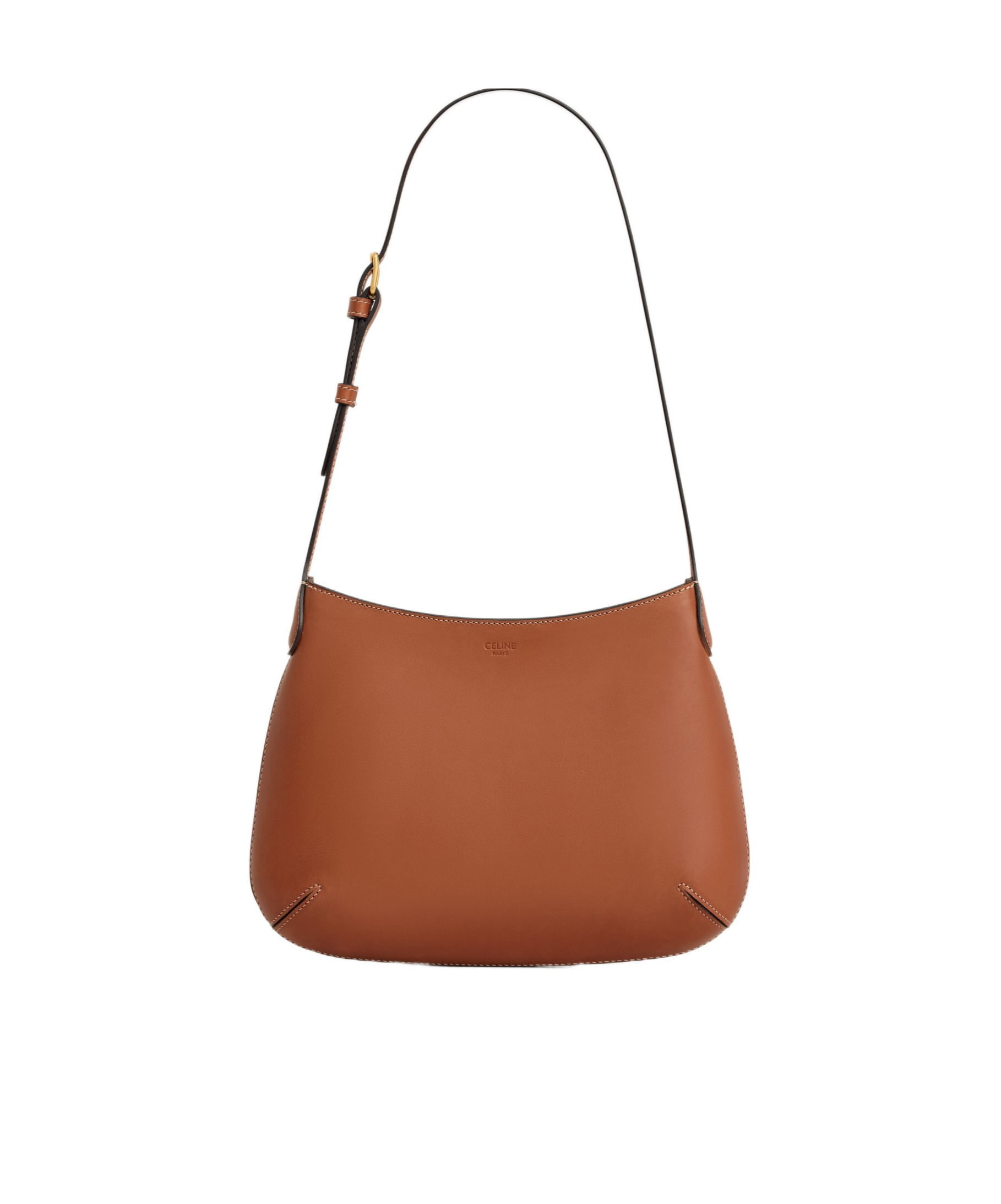 Celine Logo Shoulder Bag In Brown