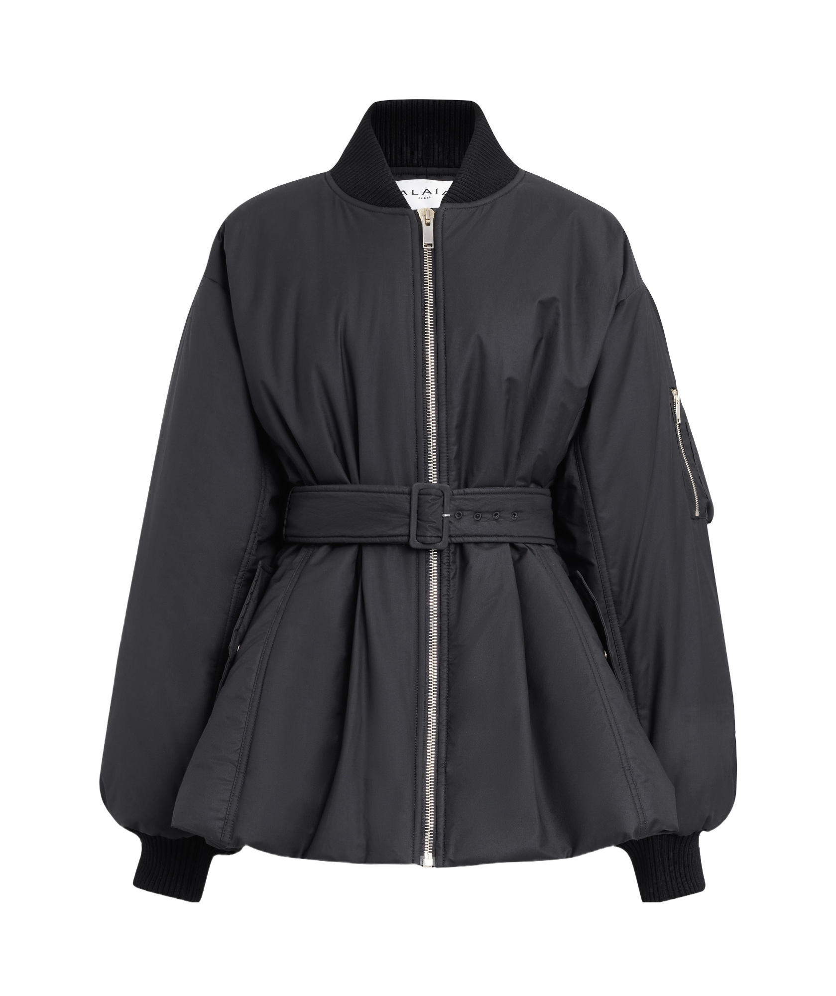Shop Alaïa Belted Bomber Jacket In Black
