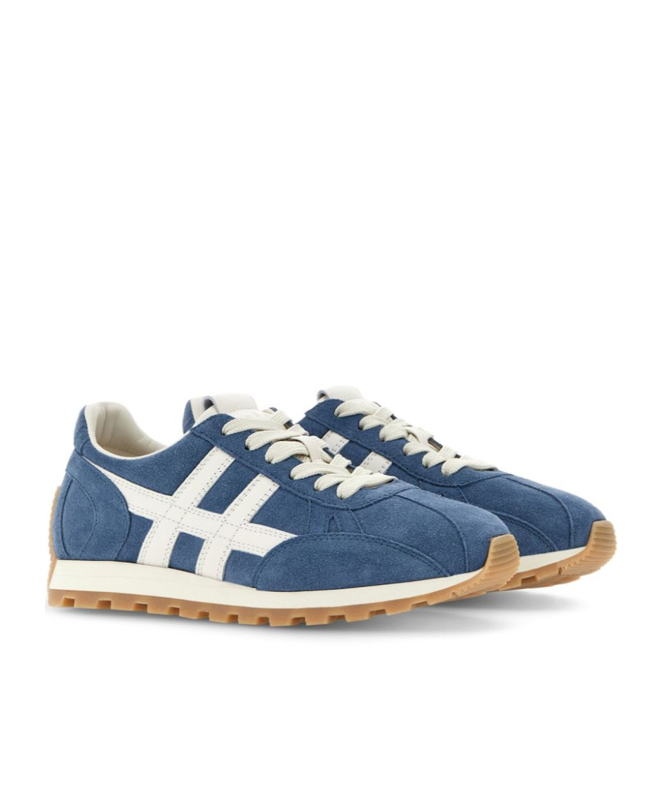 Hogan Blue Suede Leather Sneakers In Blue