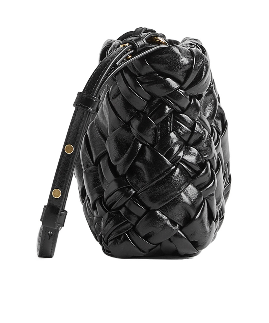 Bottega Veneta Kalimero Cha-cha Leather Shoulder Bag In Black