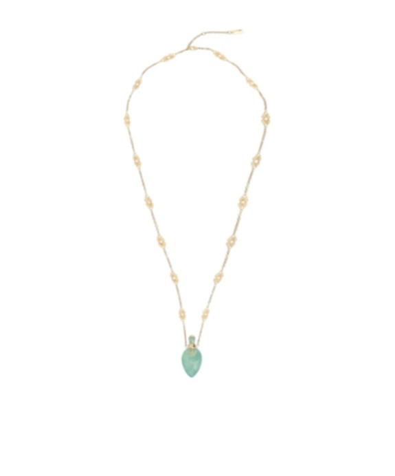 Chloé Gold Metal Necklace Featuring Gemstone Pendant In Gold