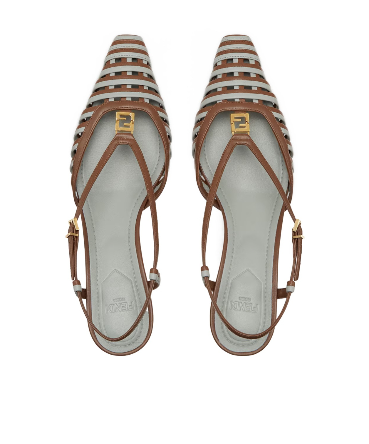 Fendi Women's Two-tone Leather Ffold Pumps | Size It 40 | 8j8703au29 Color F1stm In Brown And Matcha Green