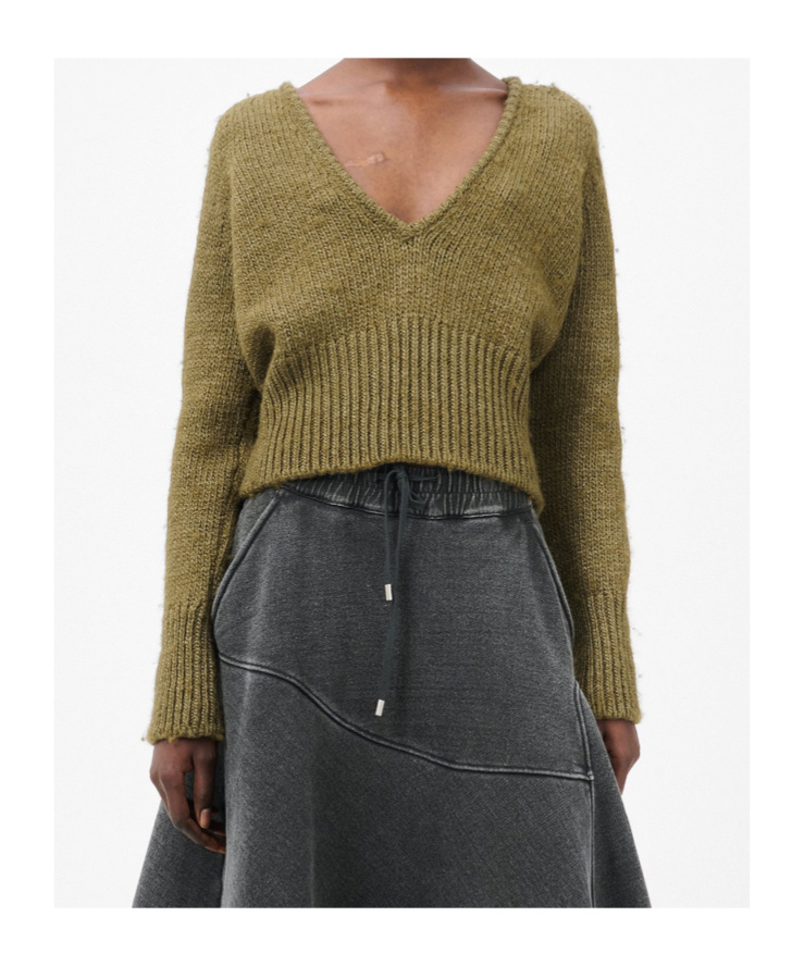 Our Legacy Cropped Brown Knitted Sweater In Green