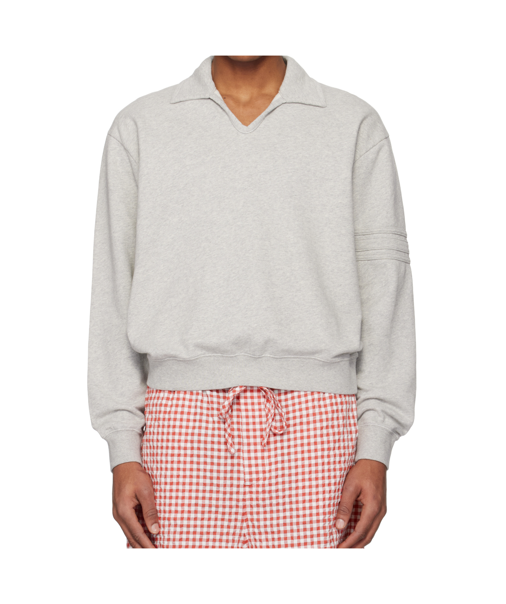 Bode Long Sleeve Polo Shirt In Gray