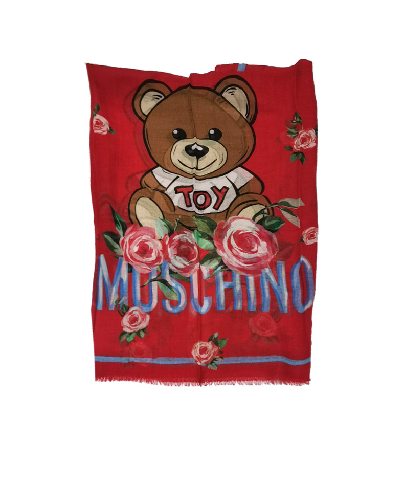 Moschino Logo Pattern Scarf In Red